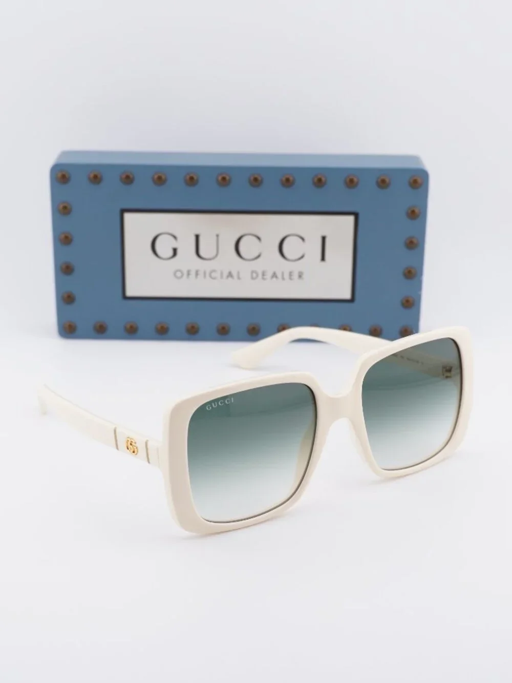 Gucci GG0632S 004 Square Sunglasses - Ivory / Green
